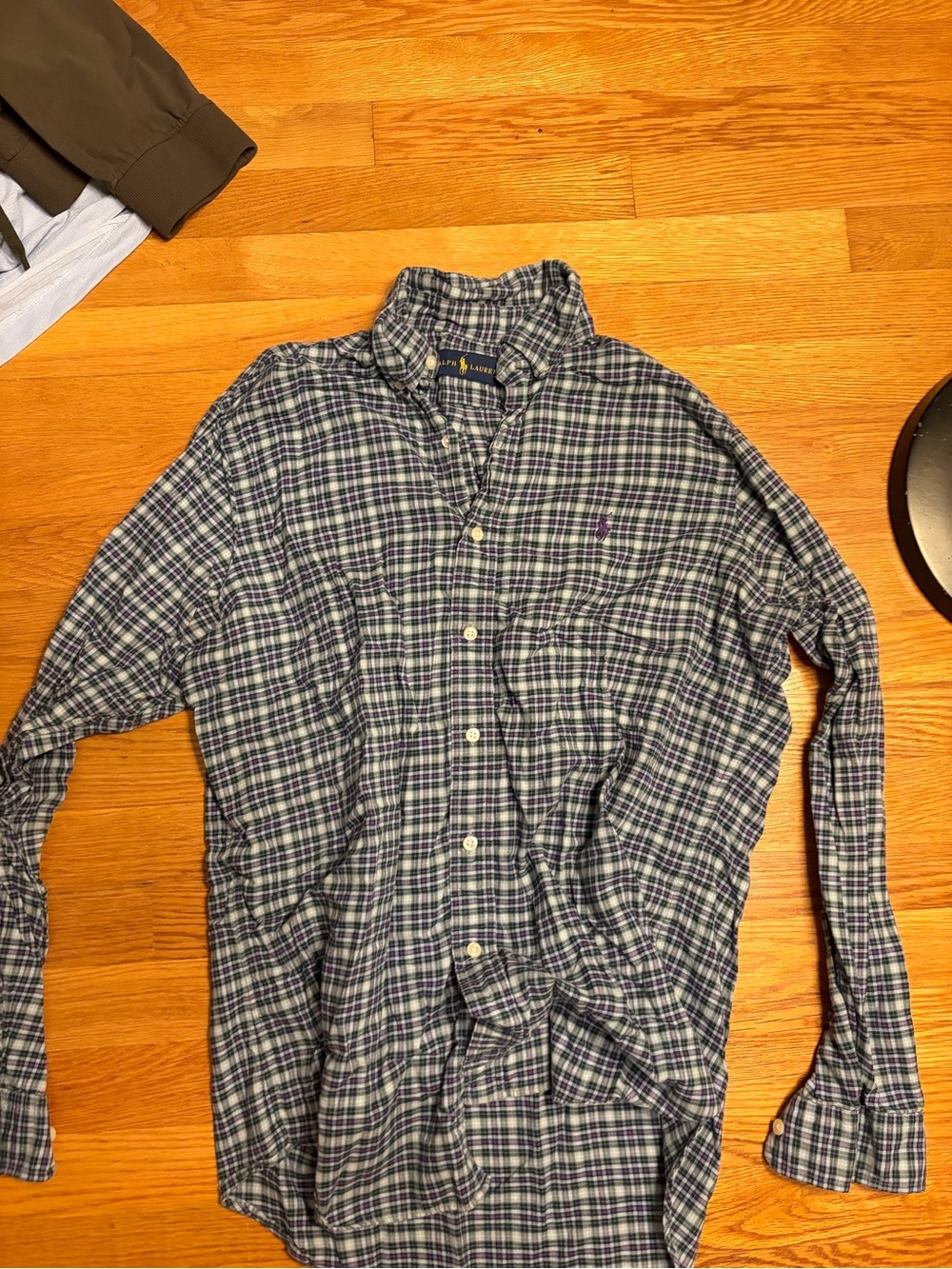 Ralph Lauren Blue and Green Plaid Button-Down Shirt